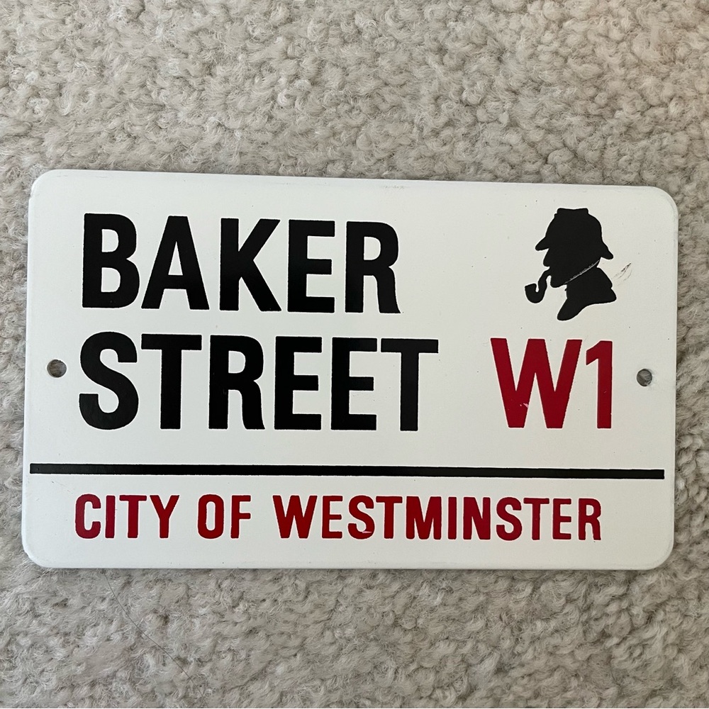Small Metal Baker Street Sherlock Holmes W1 Sign